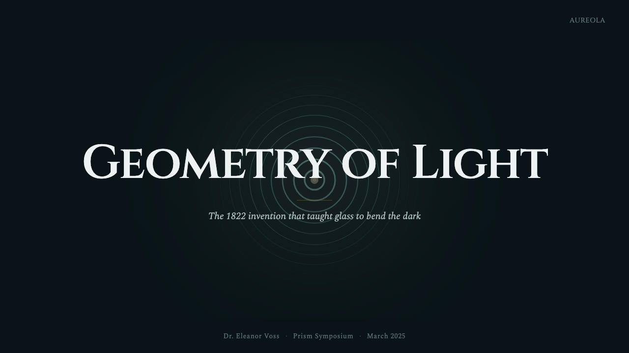 Fresnel Lighthouse Lens design style applied to a Slide · cover