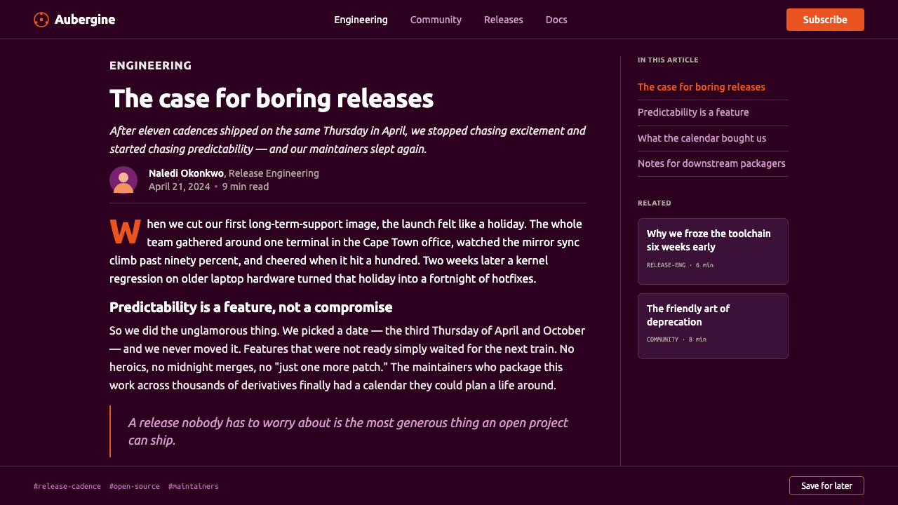 Ubuntu Linux Brand 设计风格用在文章页上