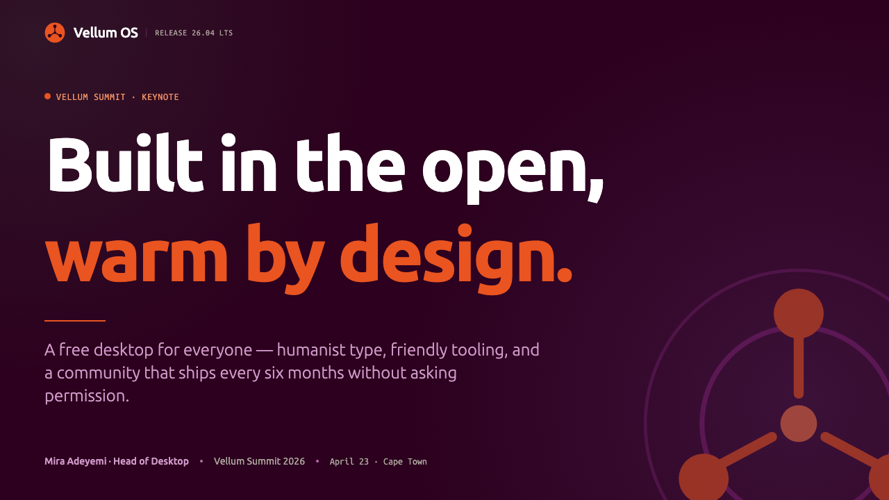 Ubuntu Linux Brand 设计风格用在幻灯片 · 封面上