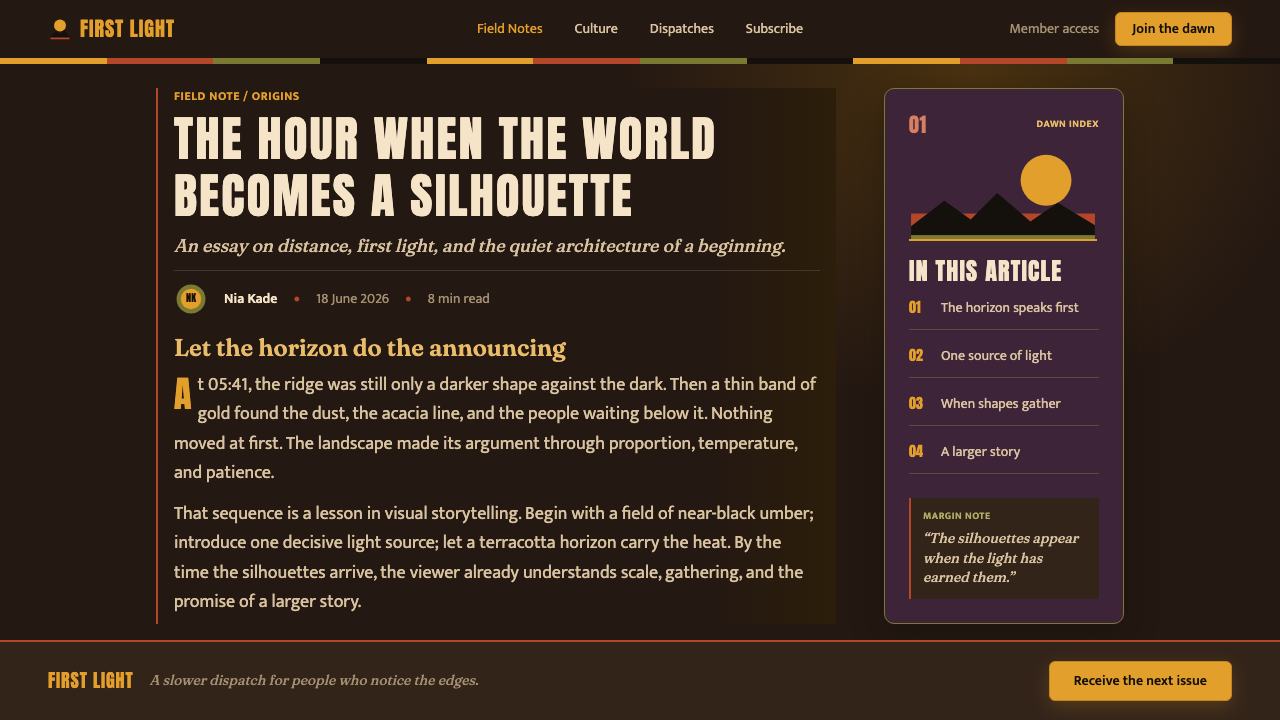 The Lion King (Pride Rock, 1994) design style applied to a Article page