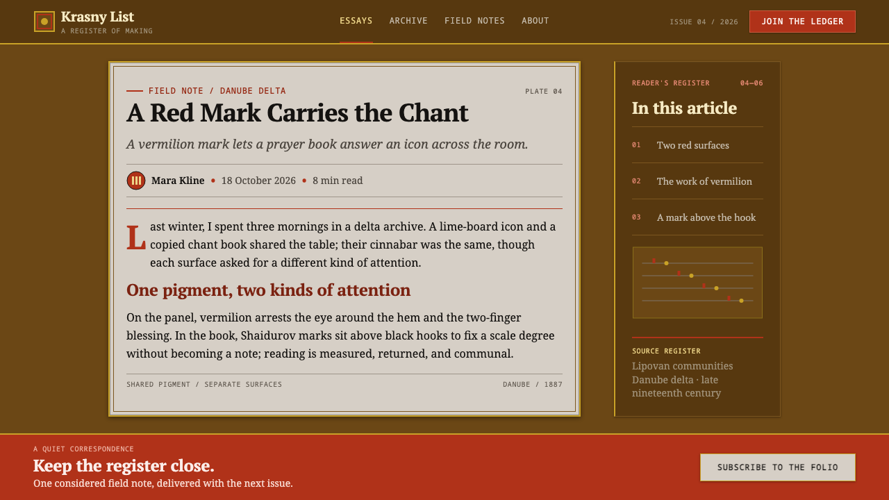 Lipovan Old Believer Icon design style applied to a Article page