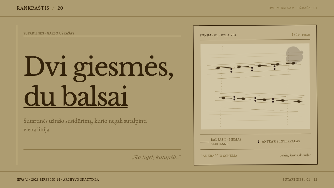 Sutartinės Notation design style applied to a Slide · cover