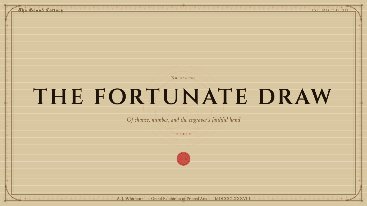 Engraved Lottery Ticket design style applied to a Slide · cover