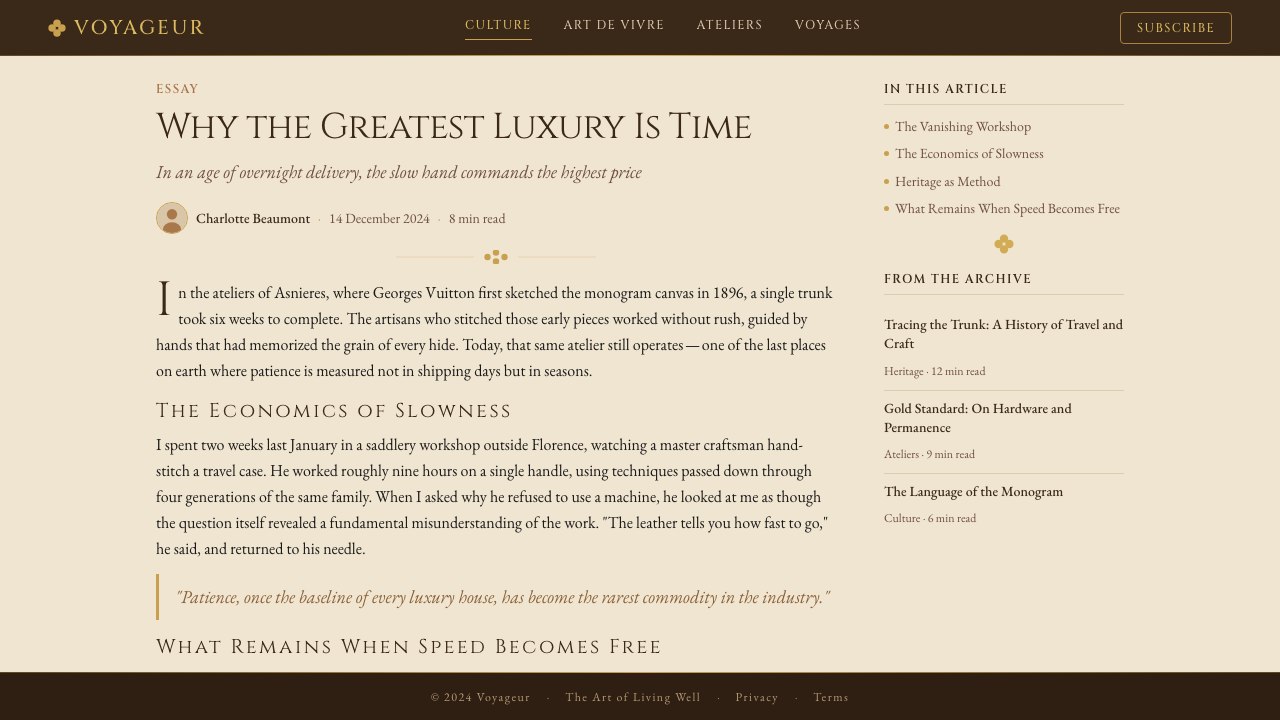 Louis Vuitton Monogram 设计风格用在文章页上