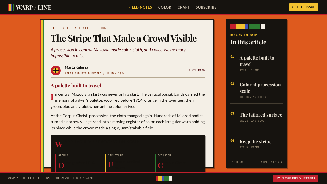 Łowicz Striped Costume design style applied to an Article page