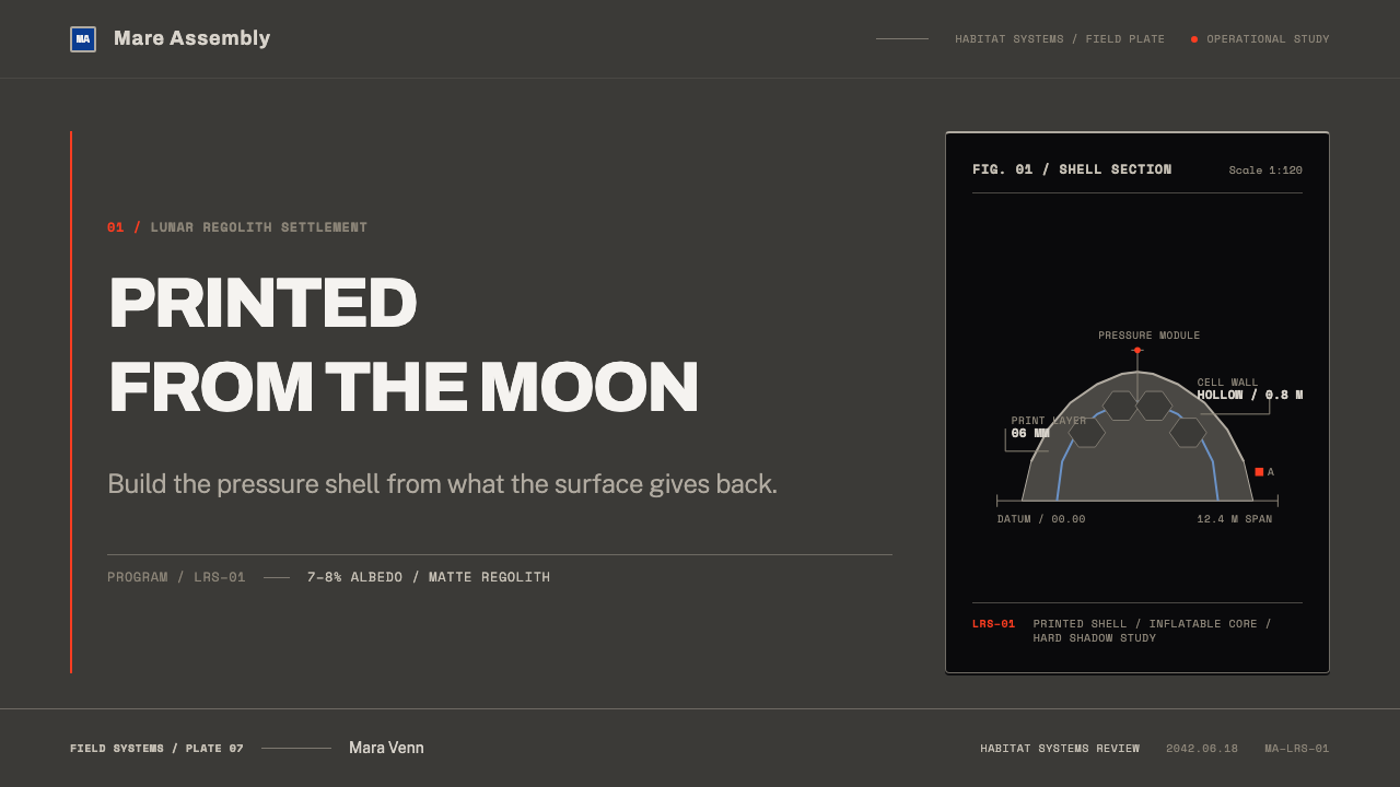 Lunar Regolith Settlement design style applied to a Slide · cover