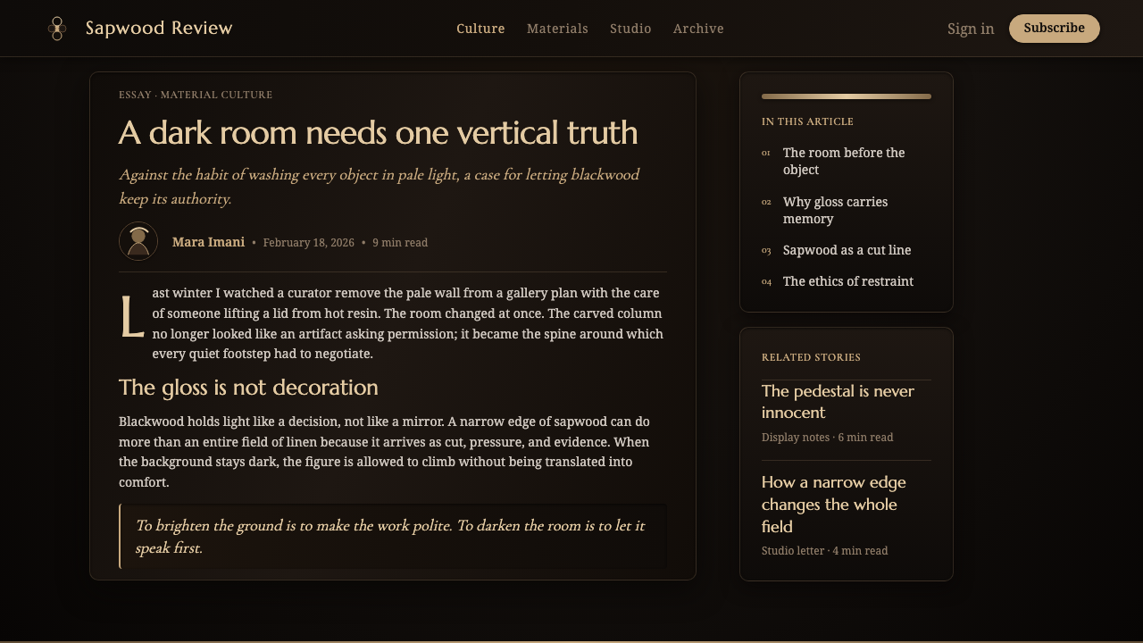 Makonde Ujamaa Blackwood design style applied to a Article page