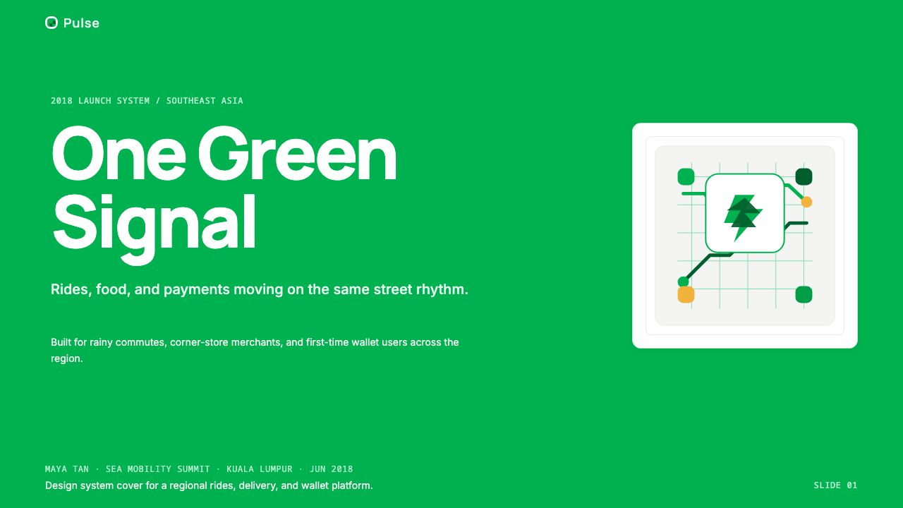 Grab SEA Superapp 2018 design style applied to a Slide · cover