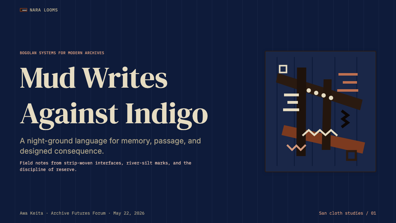 Malian Bogolan over Djenné Indigo design style applied to a Slide · cover