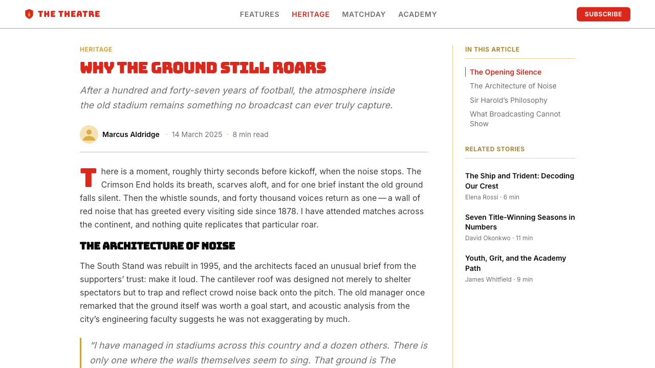 Manchester United (Red Devils) 设计风格用在文章页上