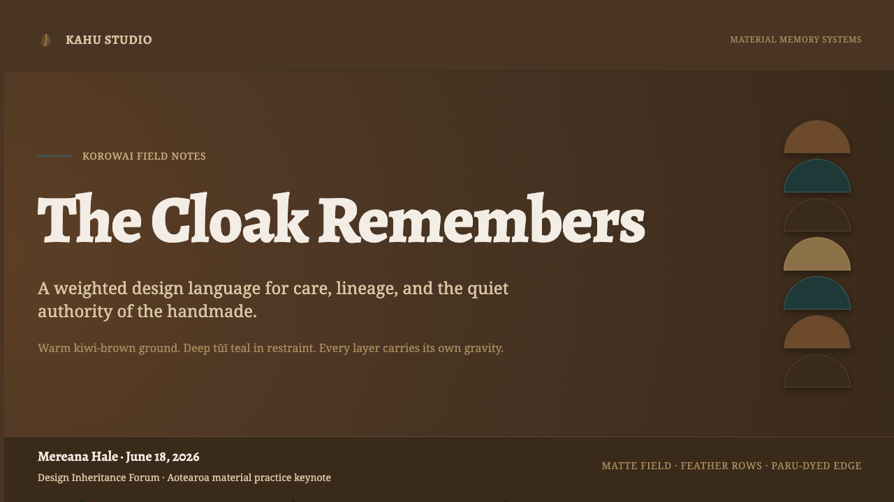 Māori Korowai Feather Cloak design style applied to a Slide · cover