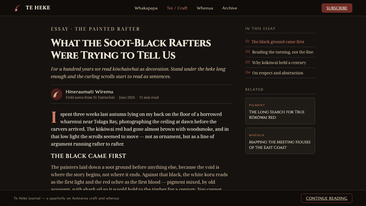 Māori Kōwhaiwhai Rafter 设计风格用在文章页上