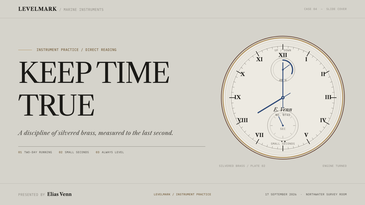 Marine Chronometer 设计风格用在幻灯片 · 封面上