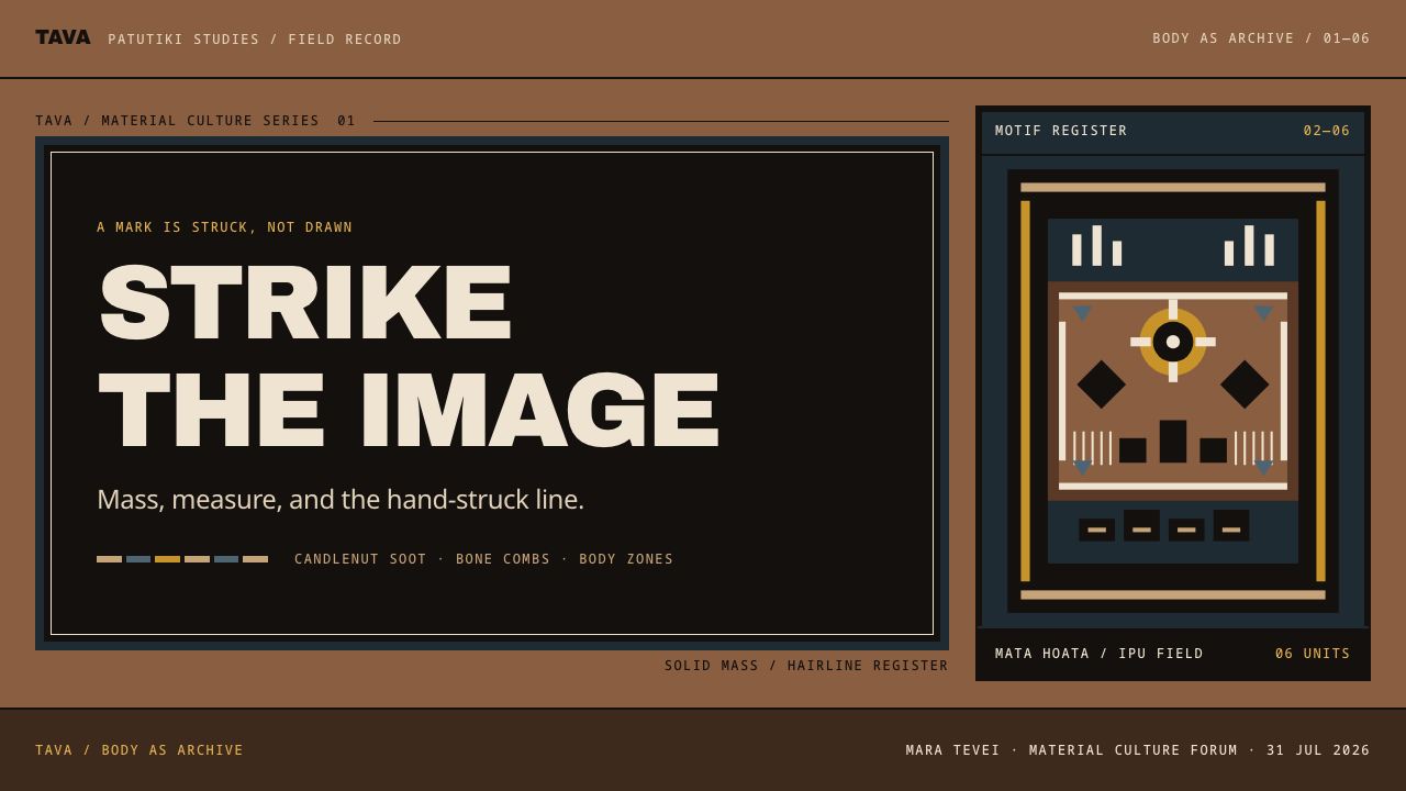 Marquesan Patutiki design style applied to a Slide · cover