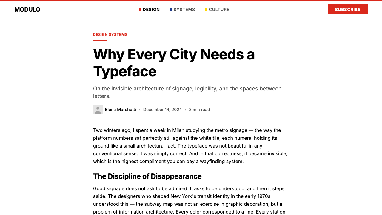 Massimo Vignelli NYC 设计风格用在文章页上