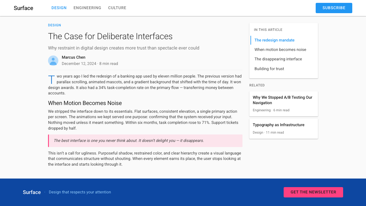 Material Design 1.0 设计风格用在文章页上