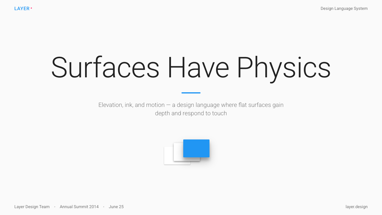 Material Design 1.0 设计风格用在幻灯片 · 封面上