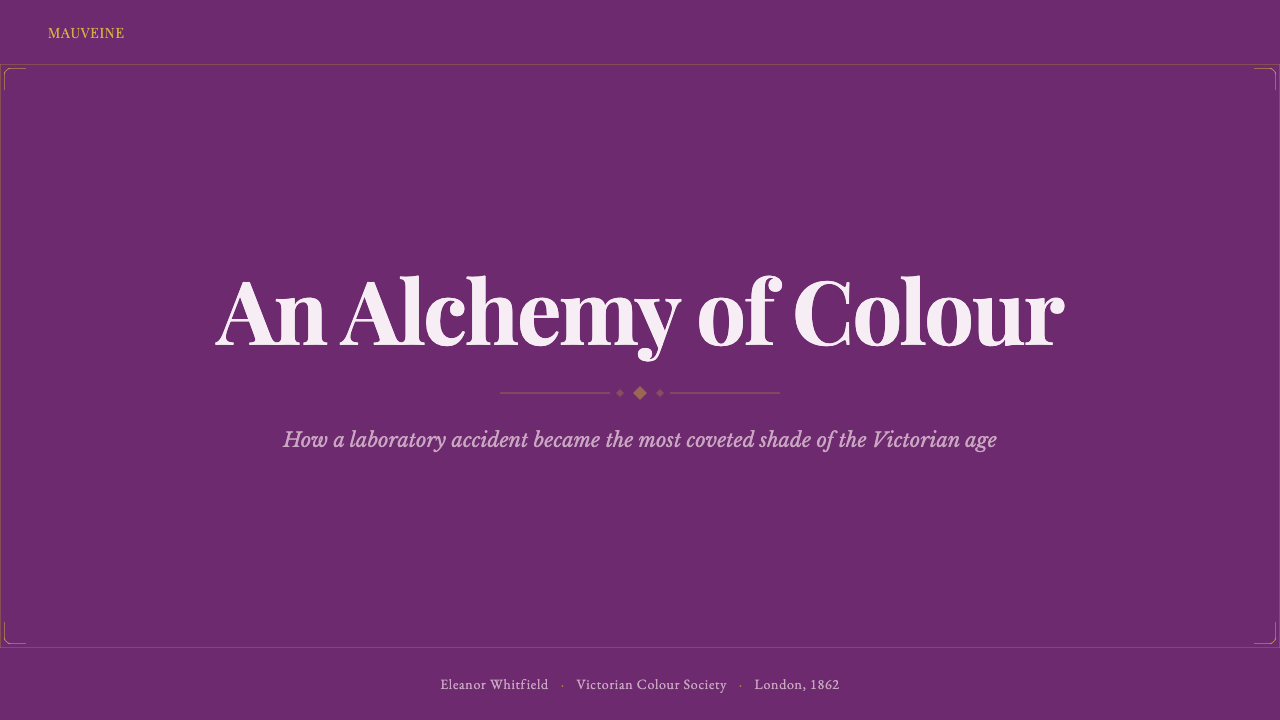 Mauveine (Perkin 1856) design style applied to a Slide · cover