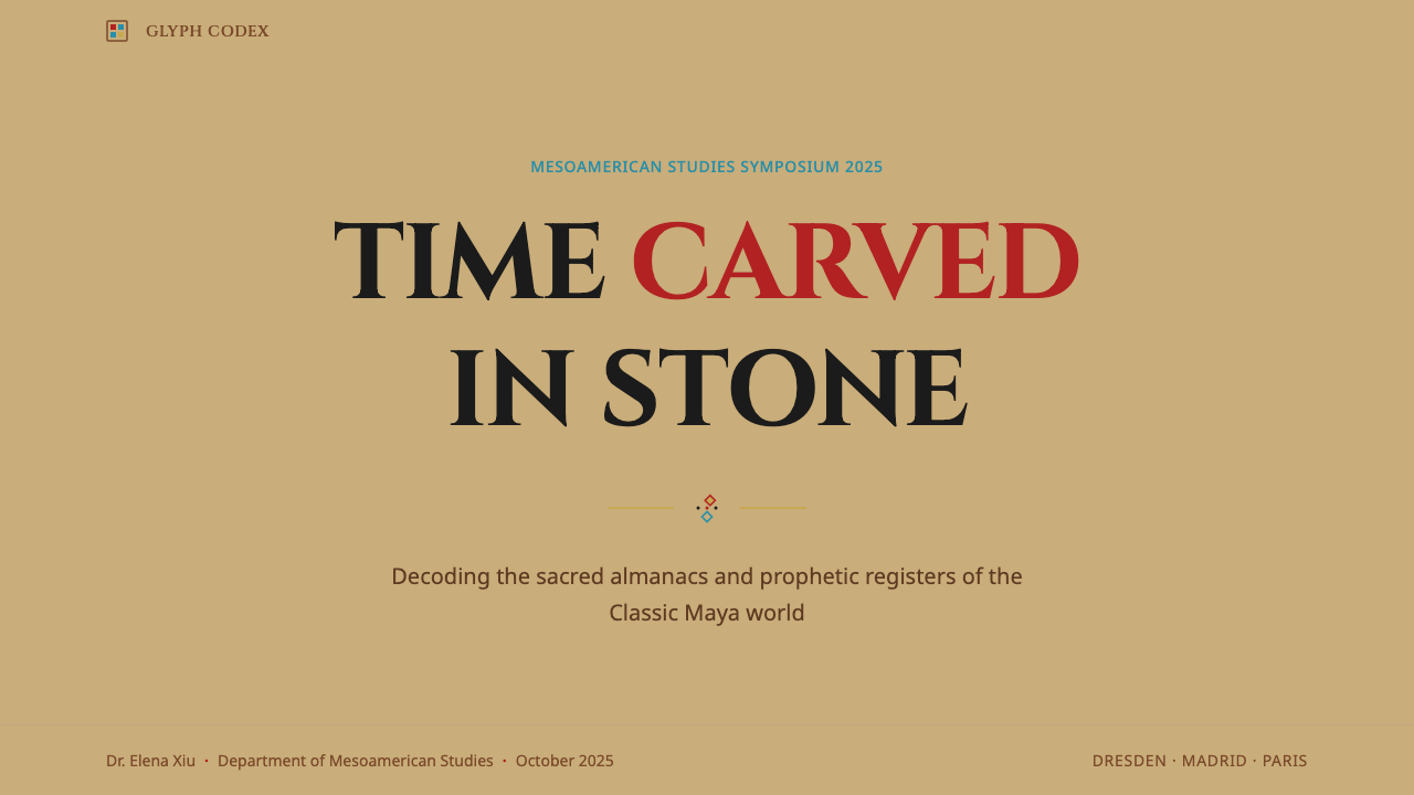 Maya Glyph Codex design style applied to a Slide · cover