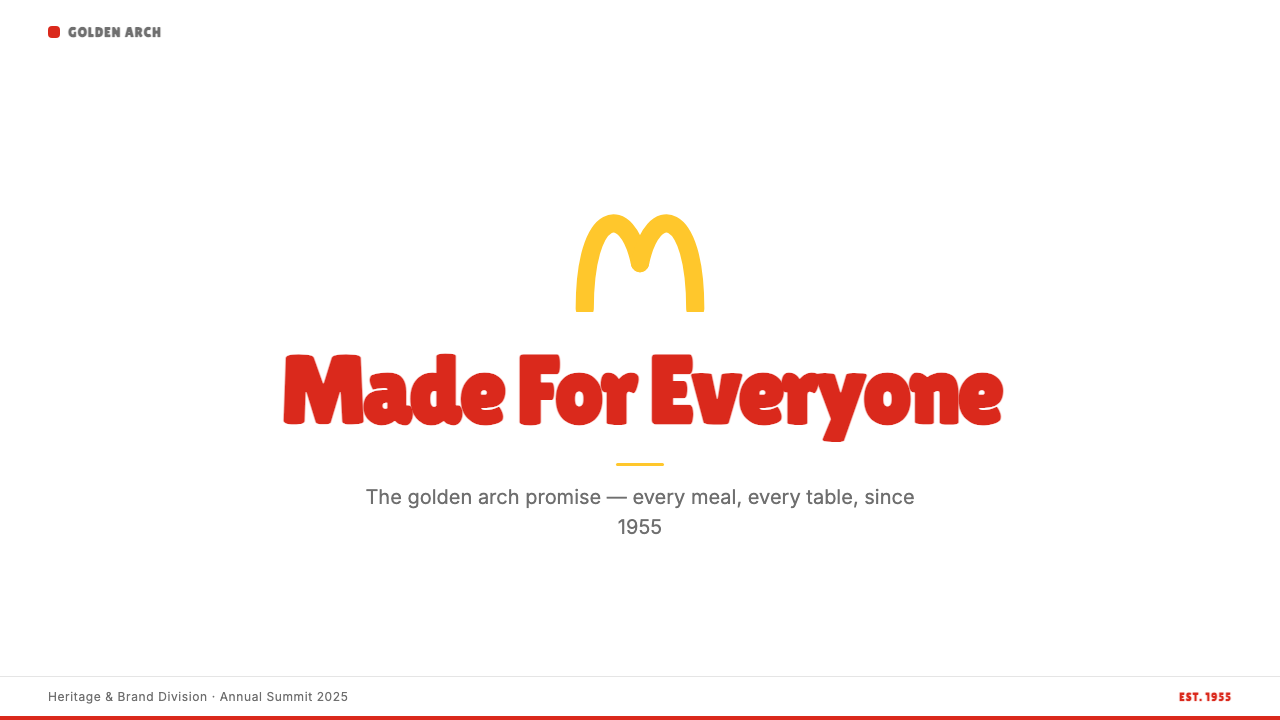 McDonald's Golden Arches 设计风格用在幻灯片 · 封面上