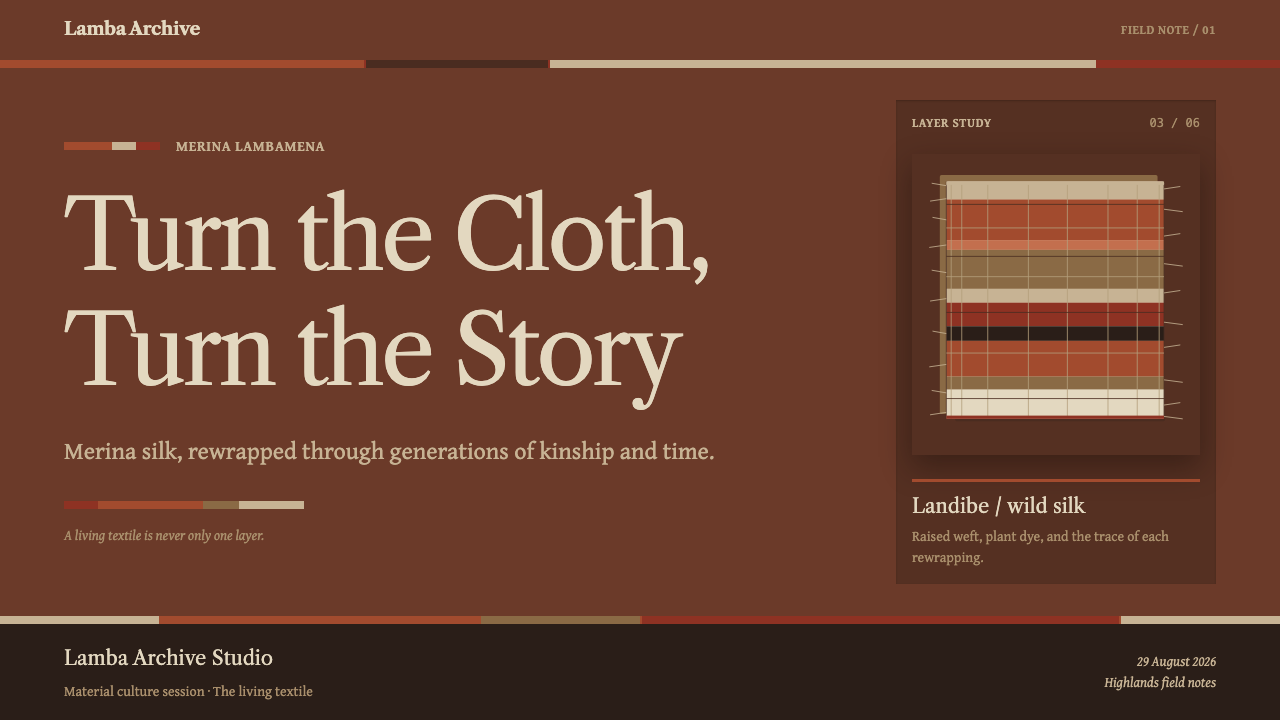 Merina Lambamena design style applied to a Slide · cover