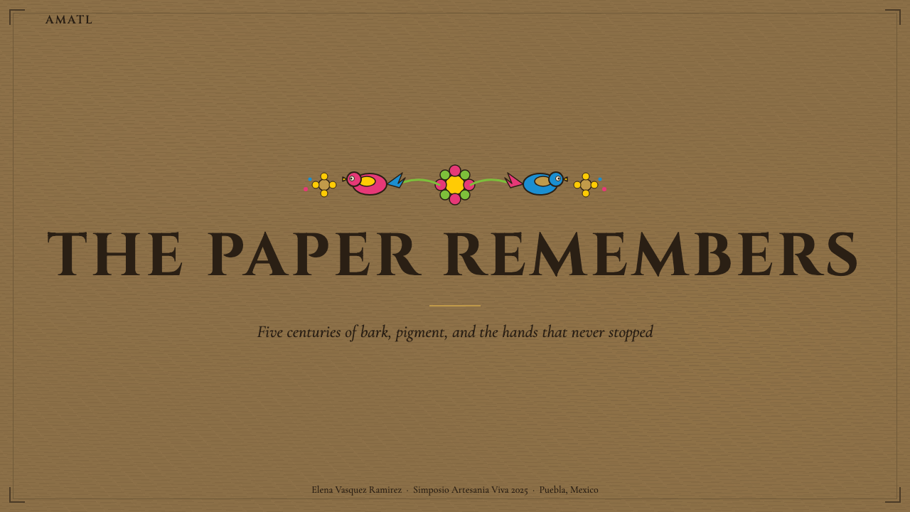 Mexican Amate Bark Paper design style applied to a Slide · cover