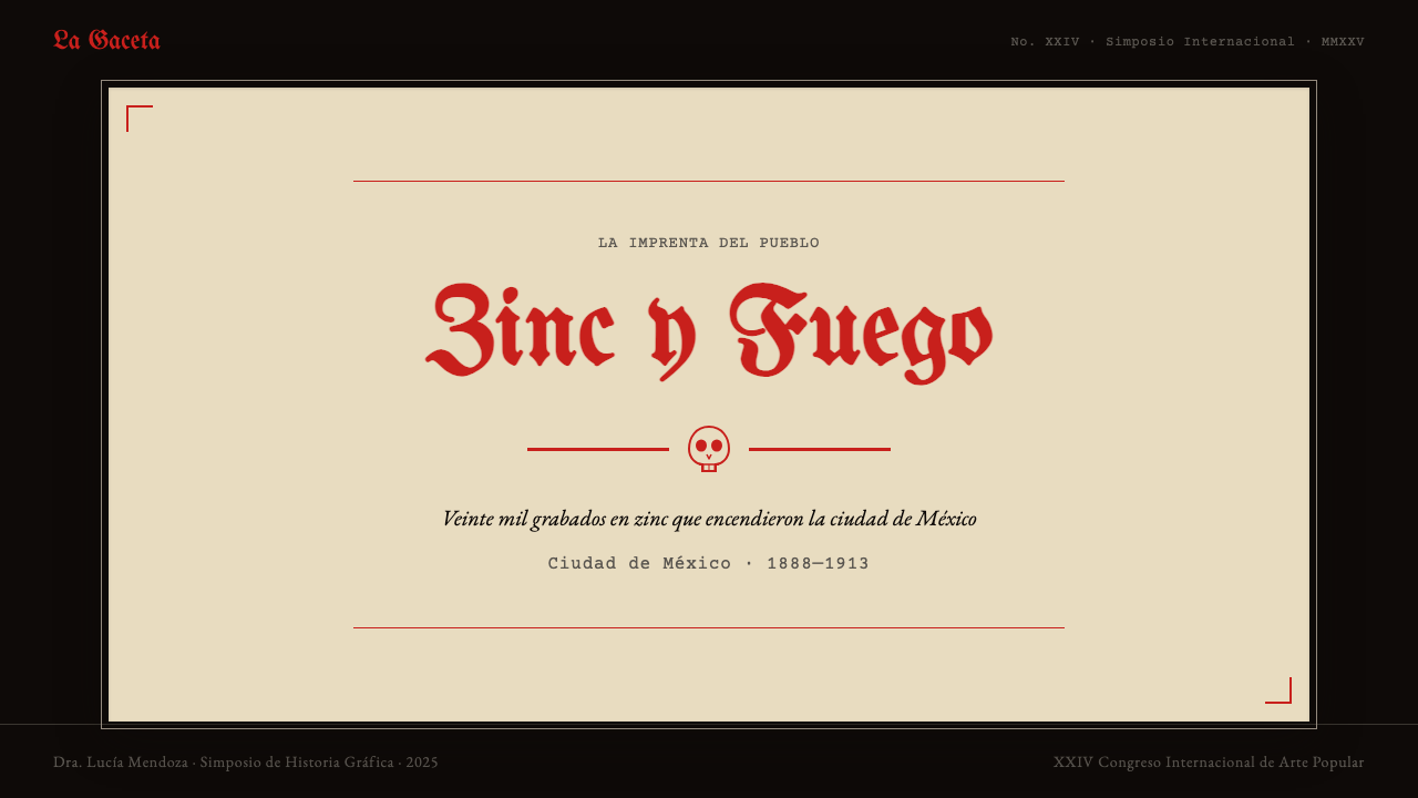 Mexican Tarjeta Postal (Posada Engraving 1900) design style applied to a Slide · cover