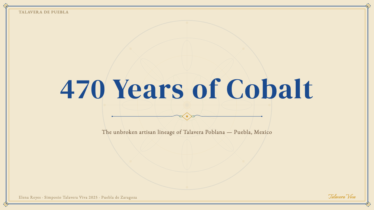 Talavera Poblana Ceramic 设计风格用在幻灯片 · 封面上