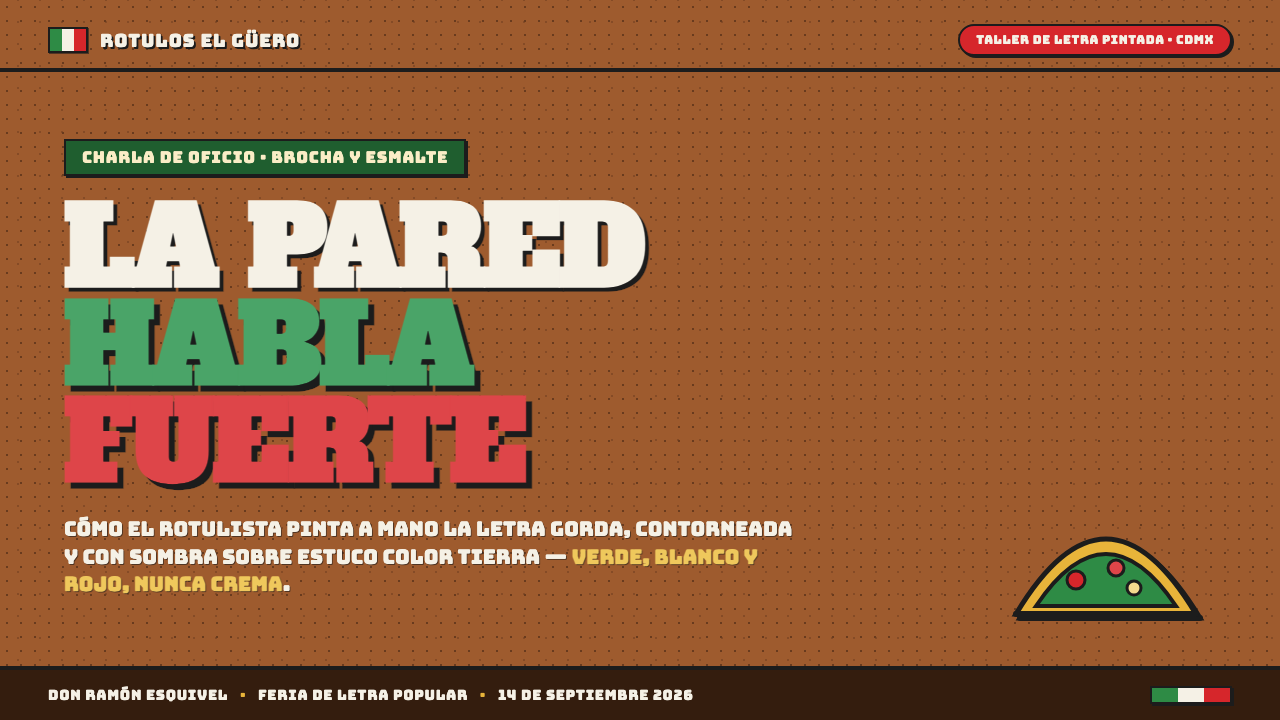 Mexican Taqueria Rotulo Signage 设计风格用在幻灯片 · 封面上