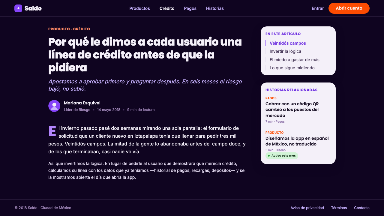 Mexican Fintech Startup 设计风格用在文章页上