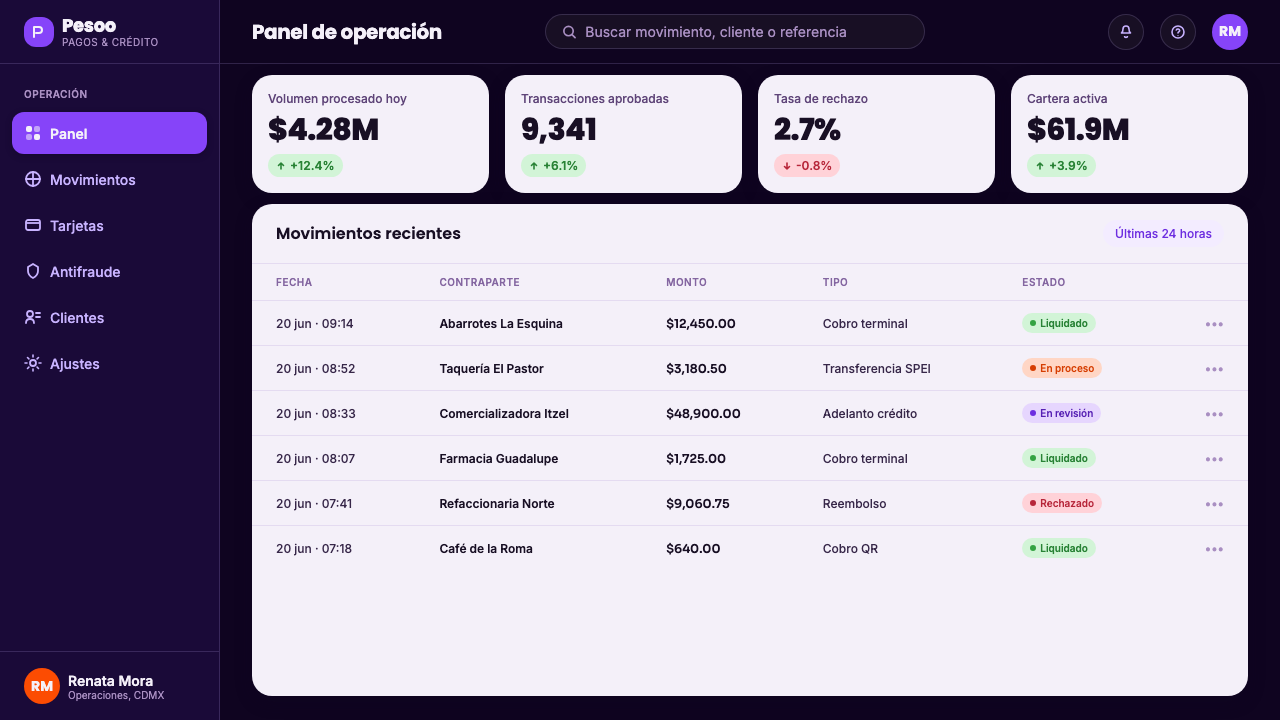 Mexican Fintech Startup 设计风格用在仪表盘上