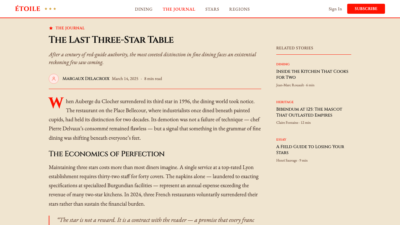 Michelin Guide Red-Stars 设计风格用在文章页上