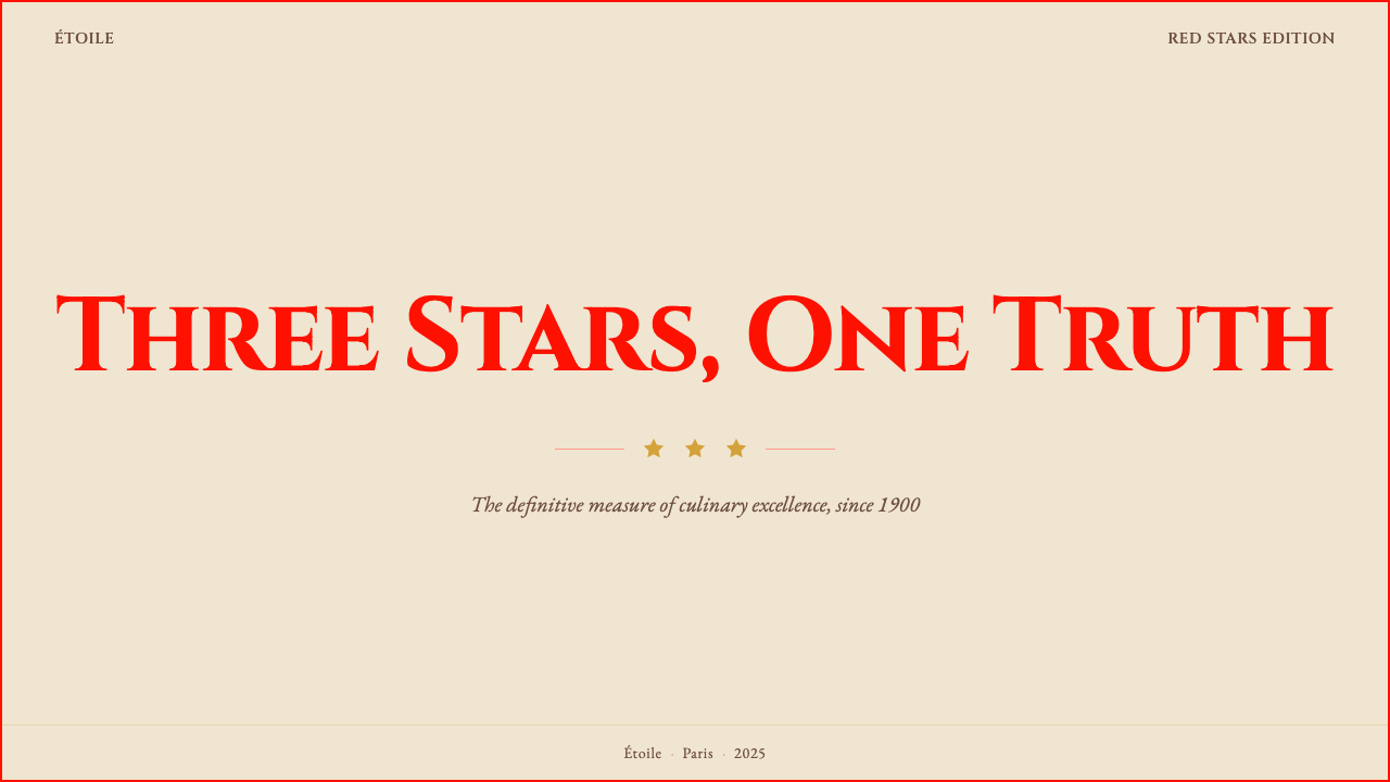 Michelin Guide Red-Stars 设计风格用在幻灯片 · 封面上