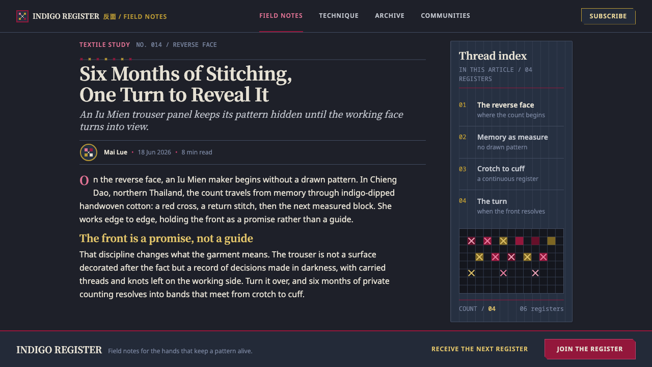 Mien Yao Cross-Stitch design style applied to a Article page