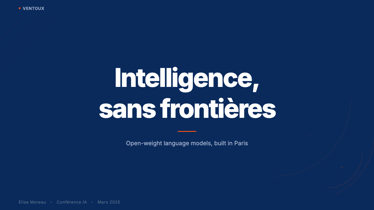 Mistral Le Chat French AI design style applied to a Slide · cover