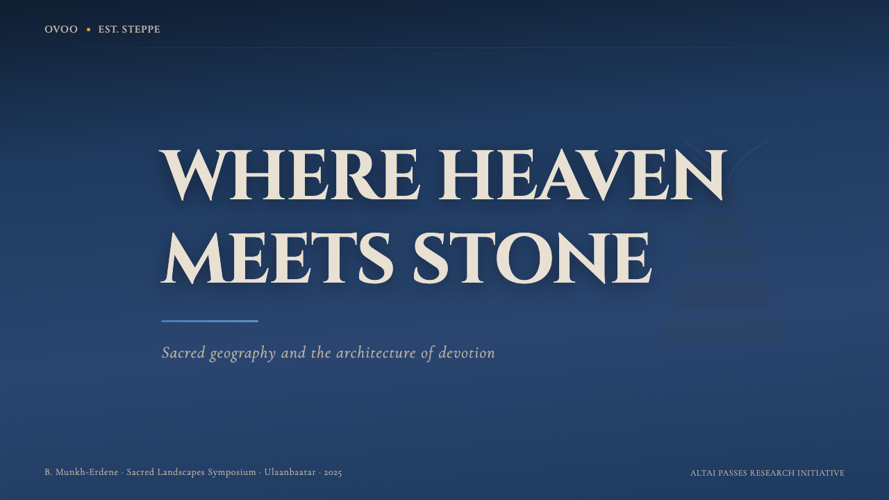 Mongolian Ovoo (Cairn Prayer Site) design style applied to a Slide · cover