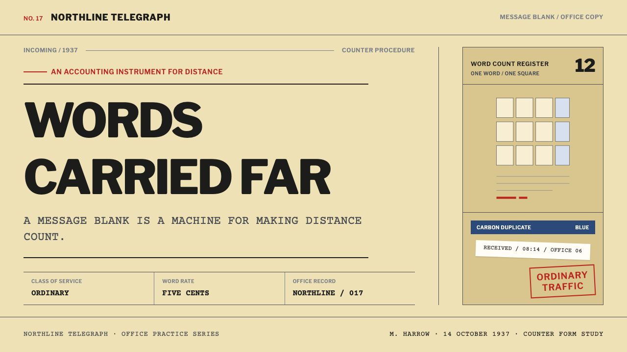 Telegraph Office Form design style applied to a Slide · cover