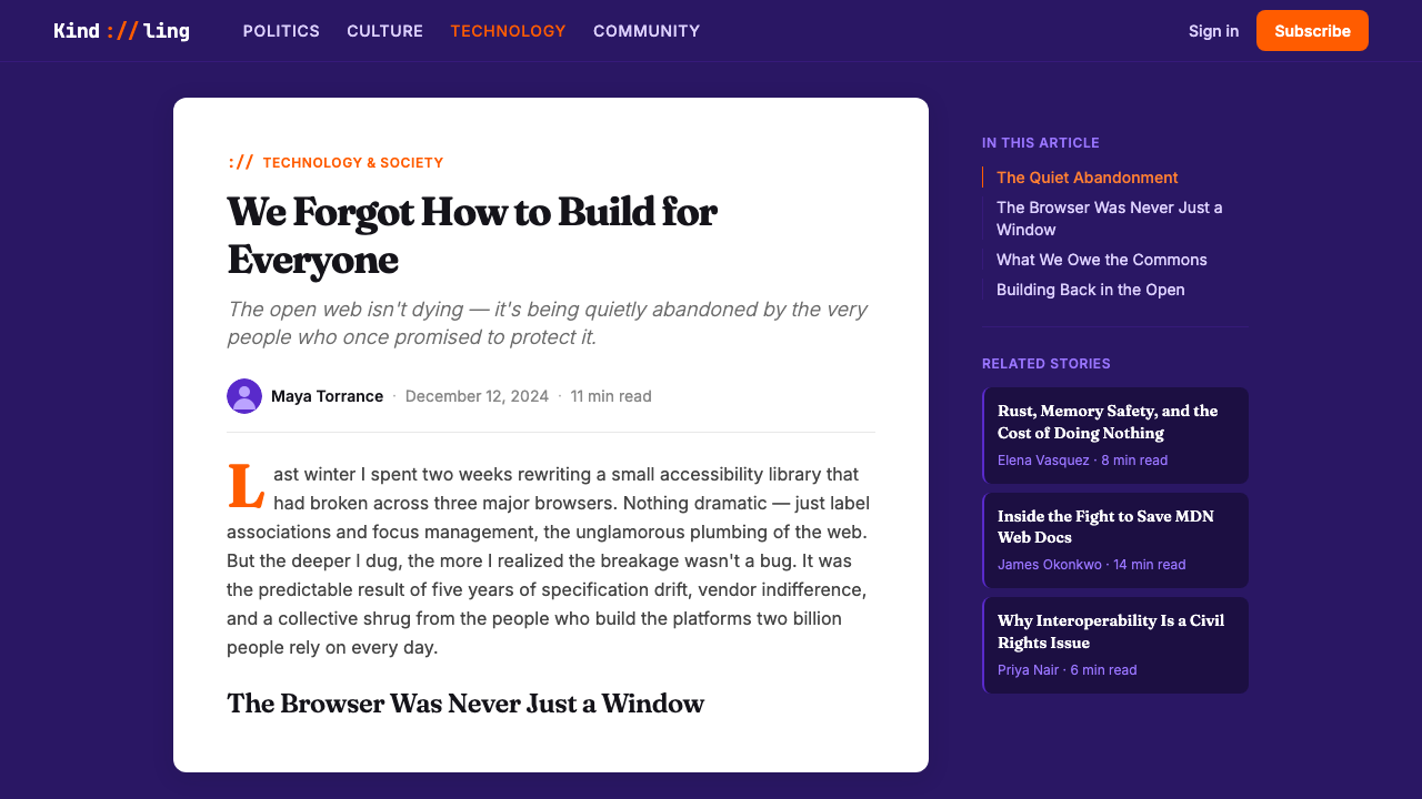 Mozilla Firefox 2024 Refresh design style applied to a Article page