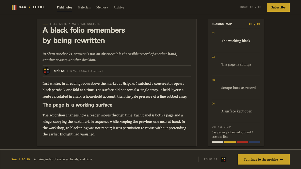 Shan Parabaik Manuscript design style applied to a Article page