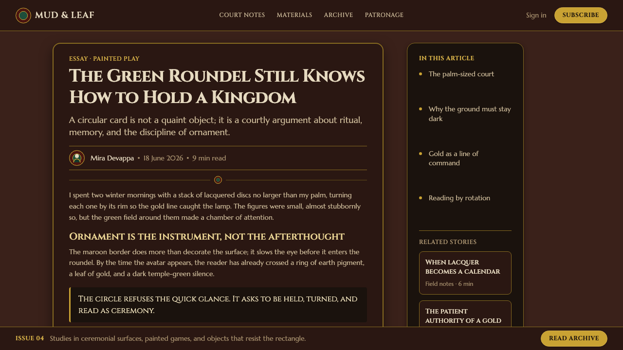 Mysore Ganjifa Playing Cards design style applied to a Article page