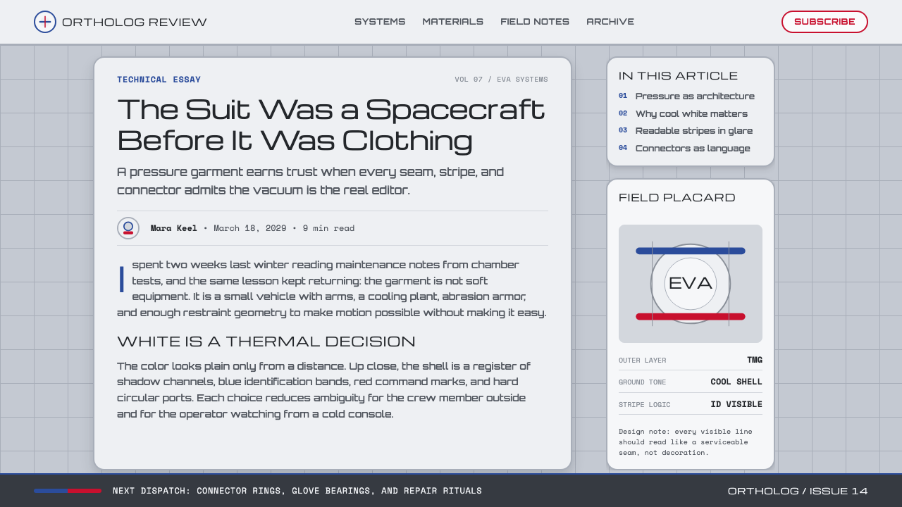NASA EMU Spacesuit design style applied to a Article page