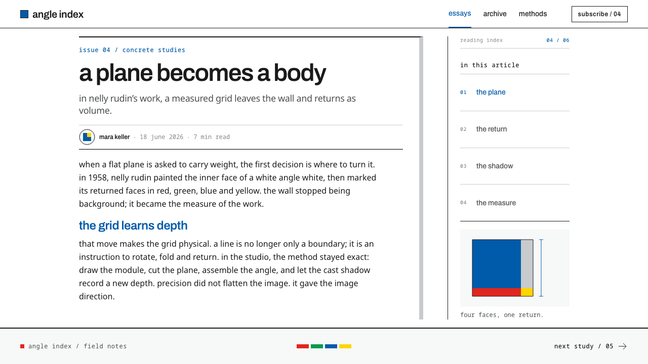 Nelly Rudin Concrete design style applied to a Article page
