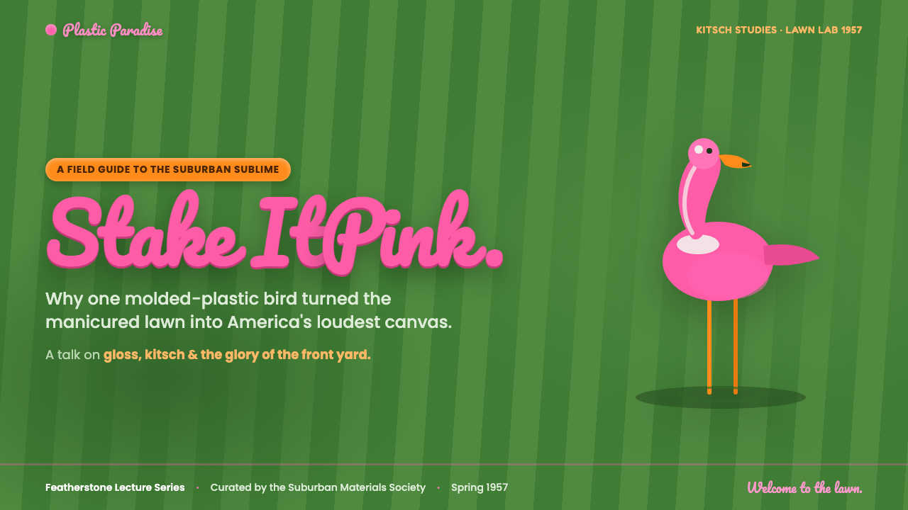Pink Flamingo Lawn Ornament 设计风格用在幻灯片 · 封面上