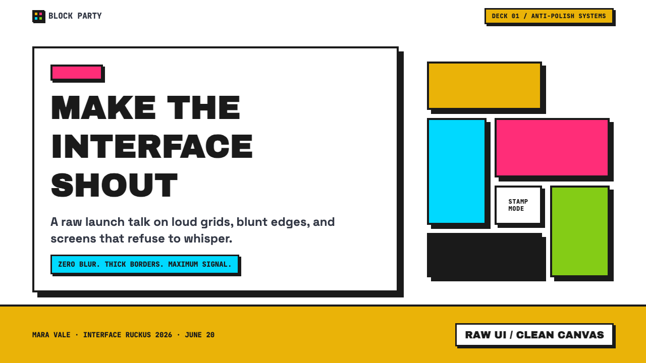 Neubrutalist Web Design 设计风格用在幻灯片 · 封面上