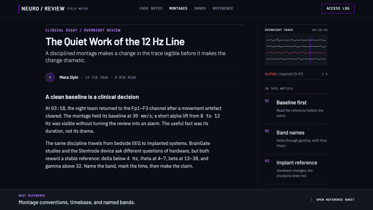Neural Interface Clinical design style applied to a Article page