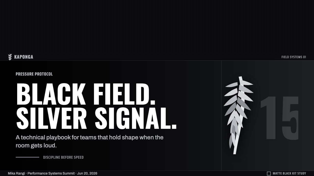 All Blacks Silver Fern 设计风格用在幻灯片 · 封面上