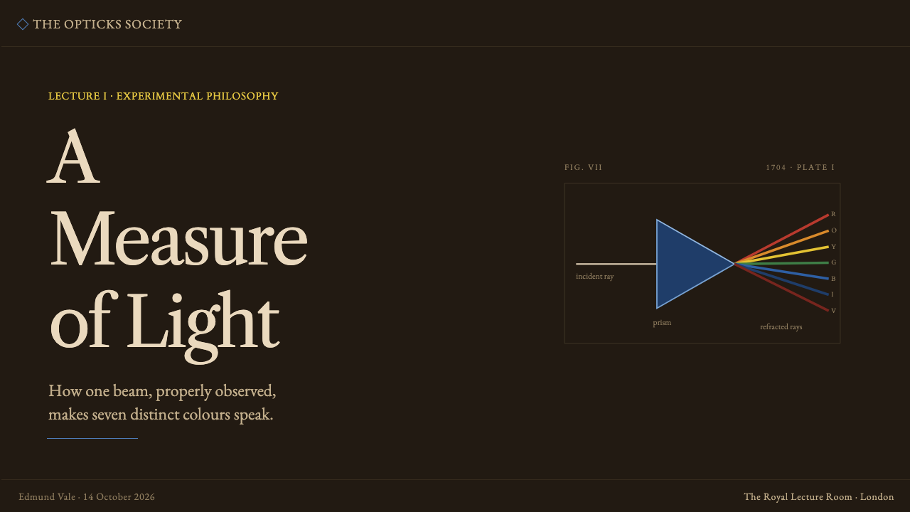 Newton Opticks Spectrum design style applied to a Slide · cover