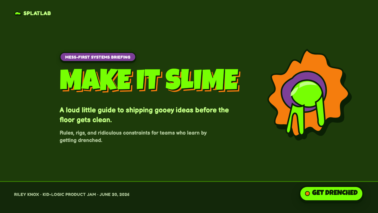 Nickelodeon Double Dare Slime 设计风格用在幻灯片 · 封面上