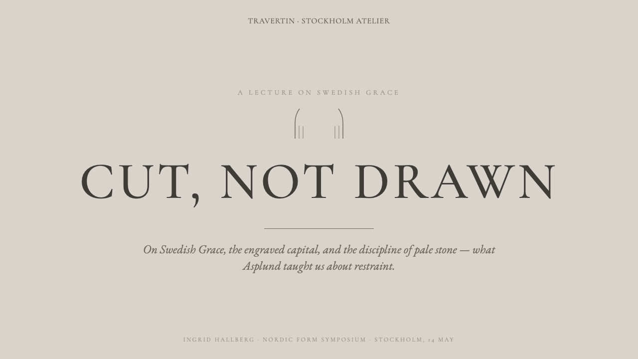 Nordic Classicism (Asplund) 设计风格用在幻灯片 · 封面上