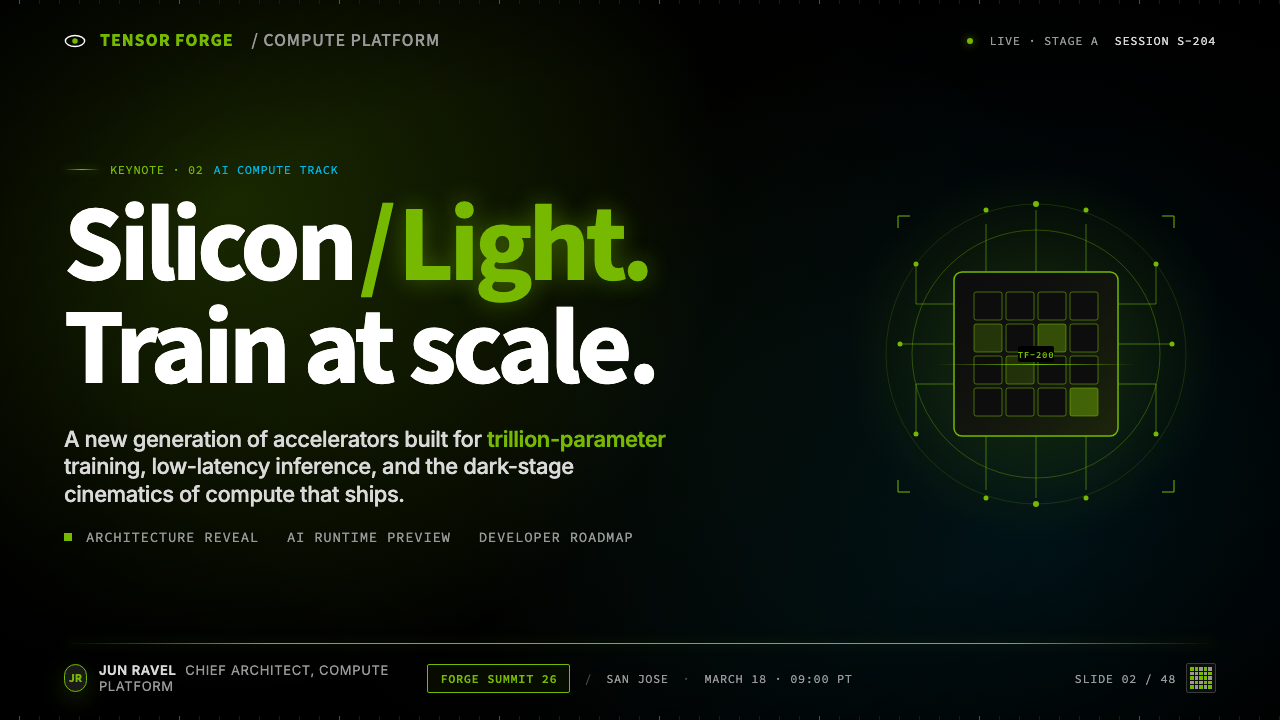 NVIDIA GPU Green-Black 设计风格用在幻灯片 · 封面上